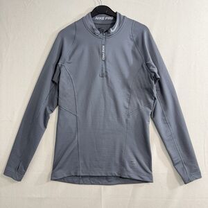 Nike Pro Hyperwarm Fitted 1/4 Zip Raglan Mens Small Shirt Grey Base Layer